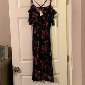 Midi black floral dress